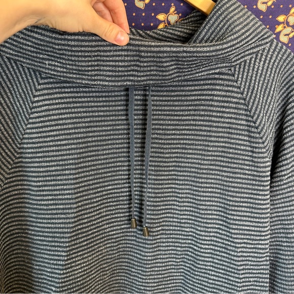 Cowl neck teal striped sweater - Picture 11 of 11